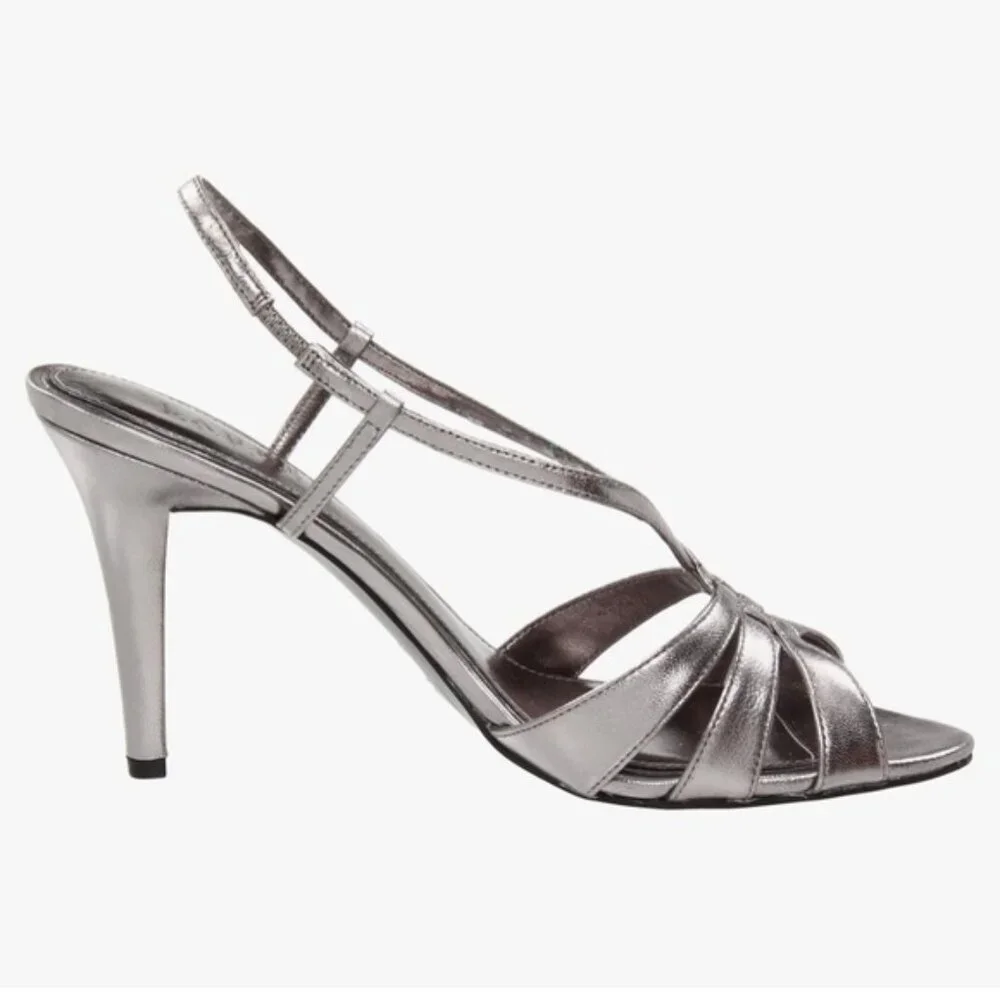 Lauren Ralph Lauren Silver Metallic Strappy High Heel Sandals